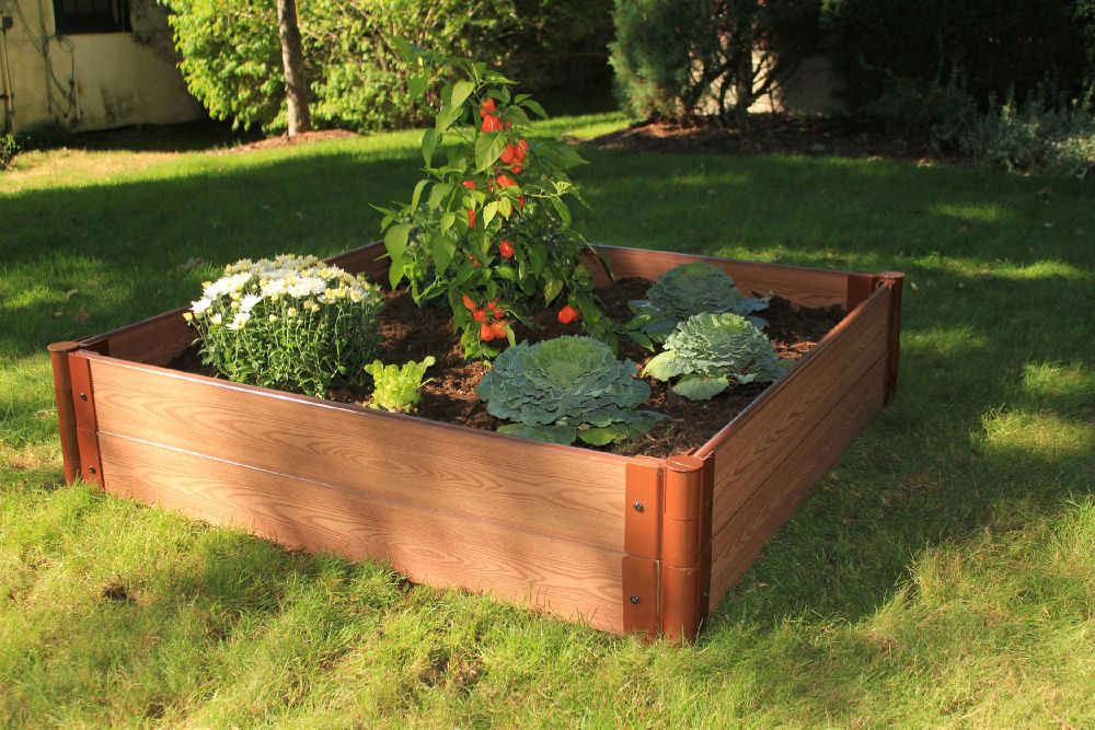 Frame It All 4’ x 4’ x 12” Raised Garden with  1” Profile Composite Wood Grain Timbers at Sears.com