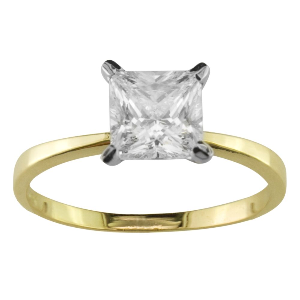 6mm Princess Cubic Zirconia Solitaire Engagement Ring in 10K Yellow Gold