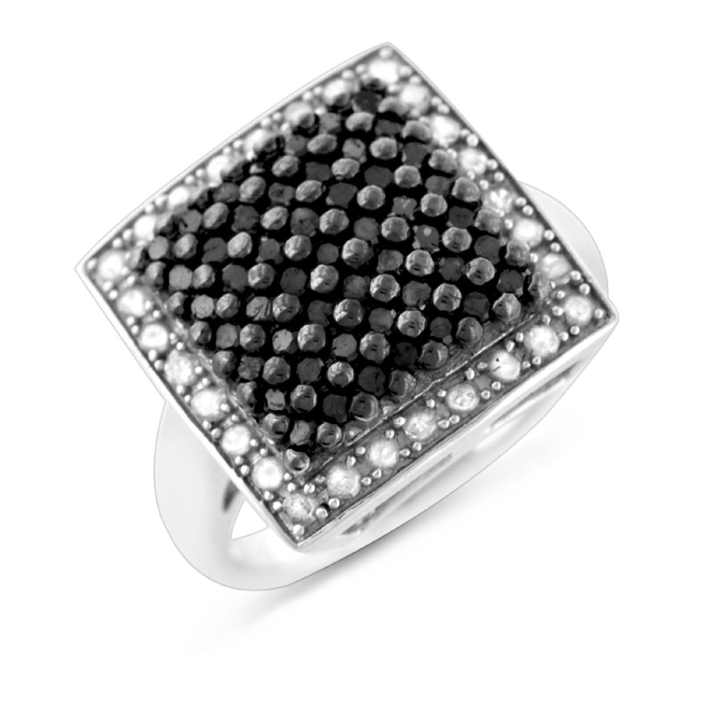 1cttw Black and White Diamond Cushion Ring in Sterling Silver at Kmart.com