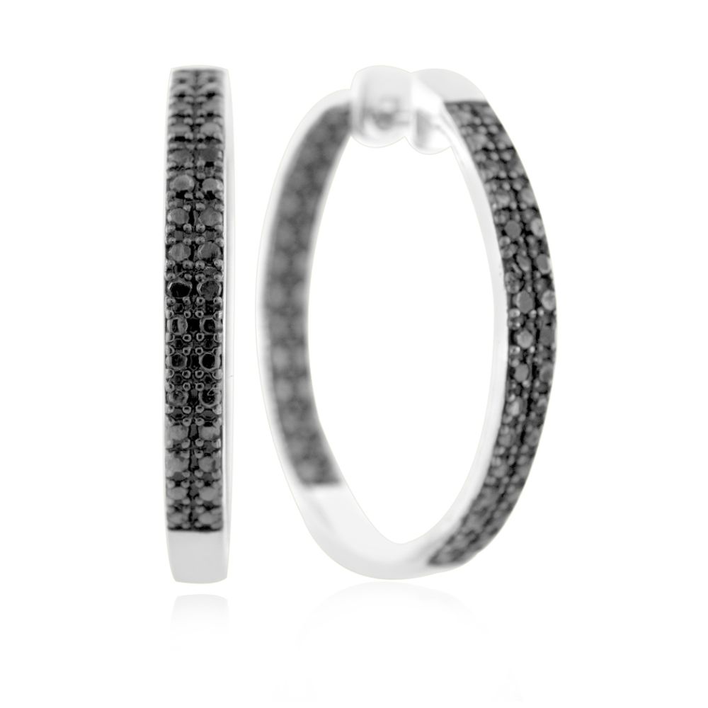 1/4cttw Black Diamond Hoop Earrings in Sterling Silver at Kmart.com
