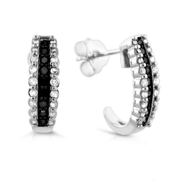 1/2cttw Black And White Diamond Anniversary Earrings In Sterling