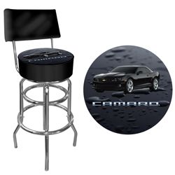 Trademark Black Camaro Padded Bar Stool with Back