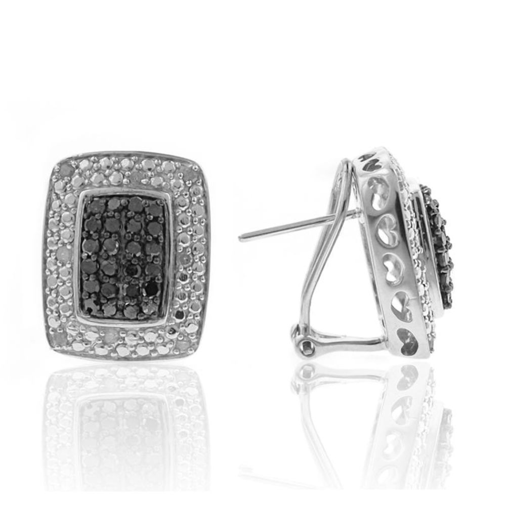   1cttw Black and White Diamond Cushion Earrings in Sterling Silver at Sears.com