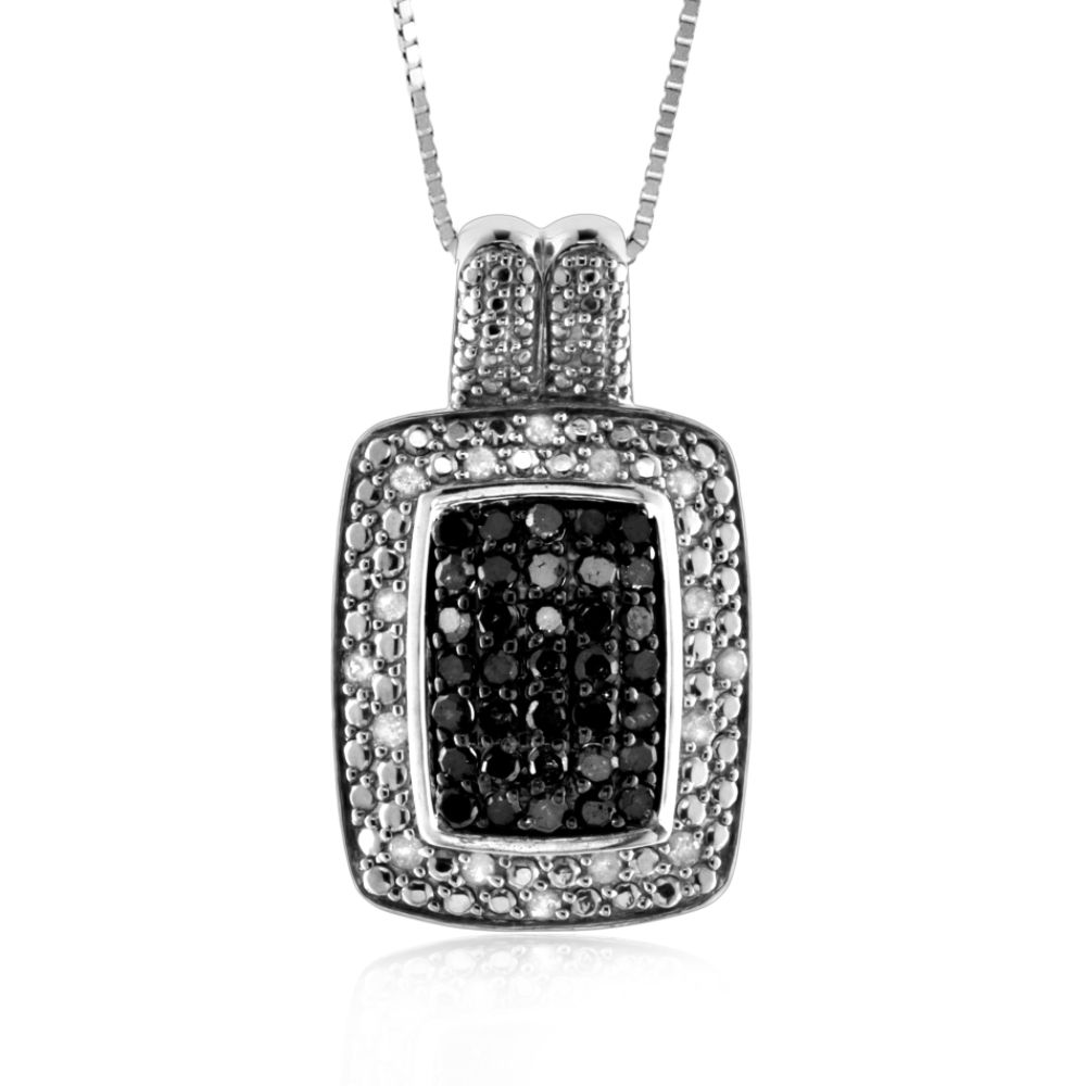 1cttw Black and White Diamond Cushion Pendant in Sterling Silver at Sears.com
