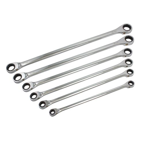 E-Z Red 6 Piece Metric Non Reversible Ratcheting Wrench Set NF6M