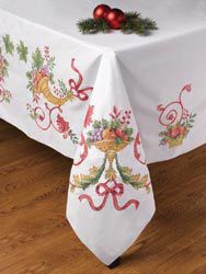 Bucilla BUCILLA-Holiday Cornucopia Stamped Cross Stitch Tablecloth-