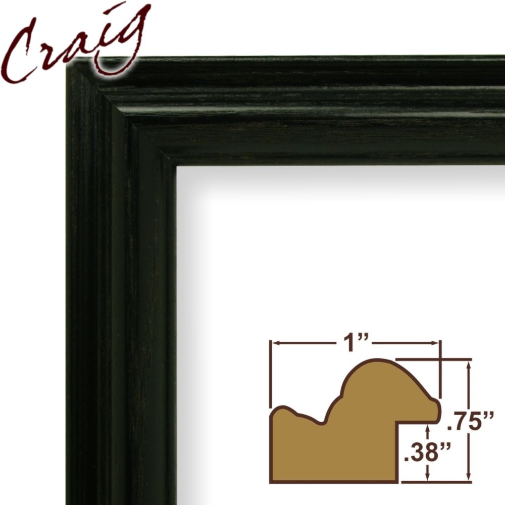 Craig Frames Inc 9x13 Custom 1" Wide Complete Black Wood Picture