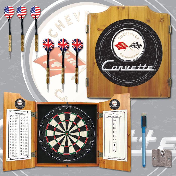 Trademark Corvette C1 Dart Cabinet Includes Darts and Board - Black at Sears.com