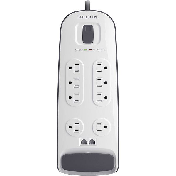 Belkin 8-outlet Surge Protector with Telephone Protection - White 6' Power Cord - BV108200-06