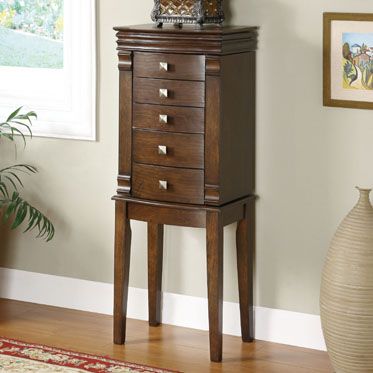 L Powell Transitional Walnut Jewelry Armoire