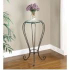 Garden District "Black with Gold Highlights" Plant Stand with Glass Top