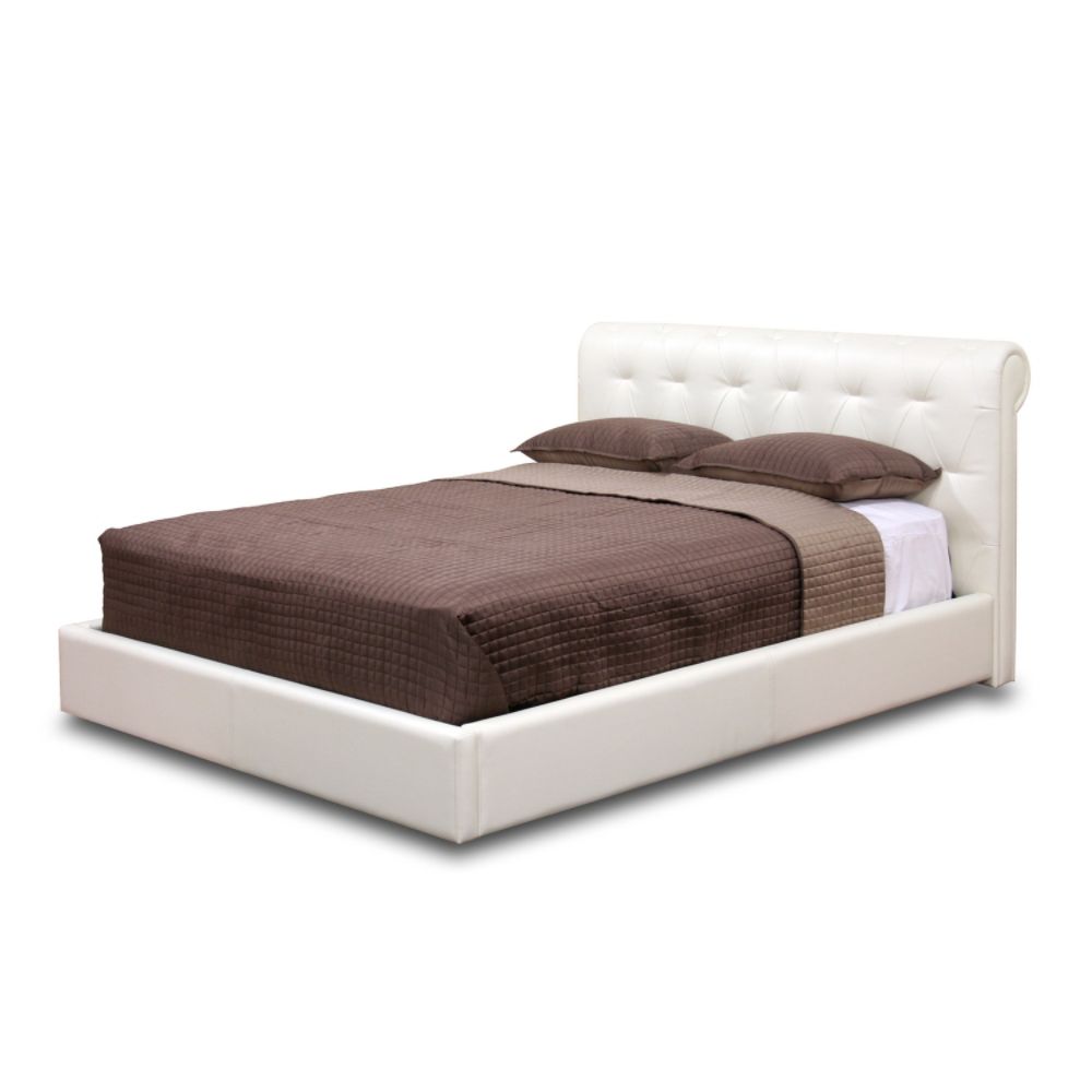 Baxton Studio Modern Off-White Leather Chesterfield Bed - Queen Size