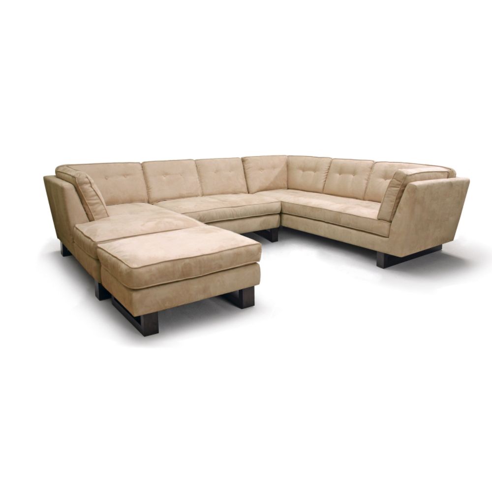 Baxton Studio Koelper Beige Microfiber Modern Sectional Sofa Set