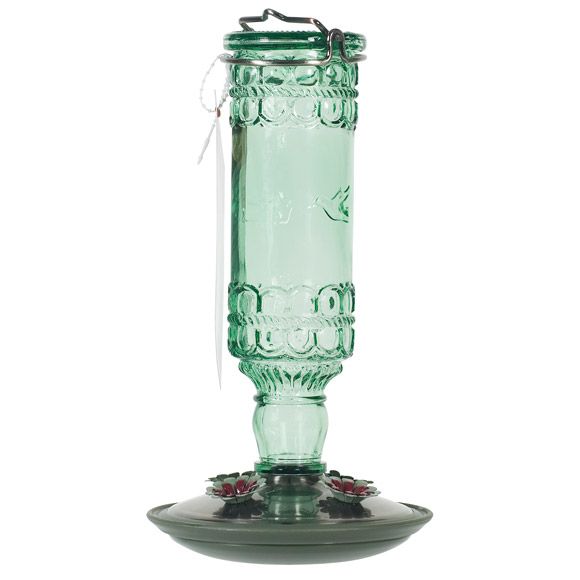 Avant Garden Green Antique Bottle Hummingbird Feeder