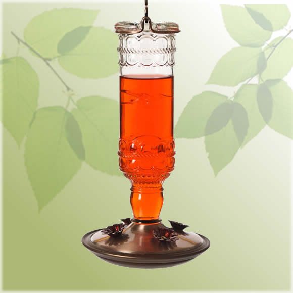 PerkyPet Clear Antique Bottle Hummingbird Feeder
