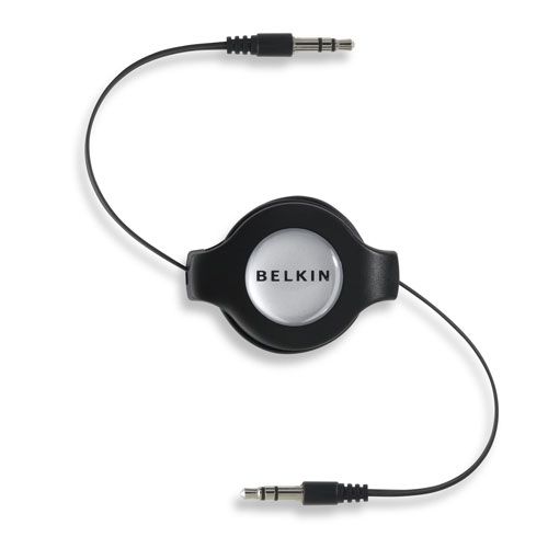 Retractable Mini-Stereo Cable - F3X1980-4.5-BLK