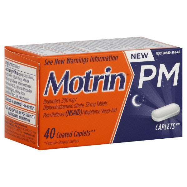 Motrin PM Pain Reliever/Nighttime Sleep-Aid, Coated Caplets 40 caplets at Kmart.com