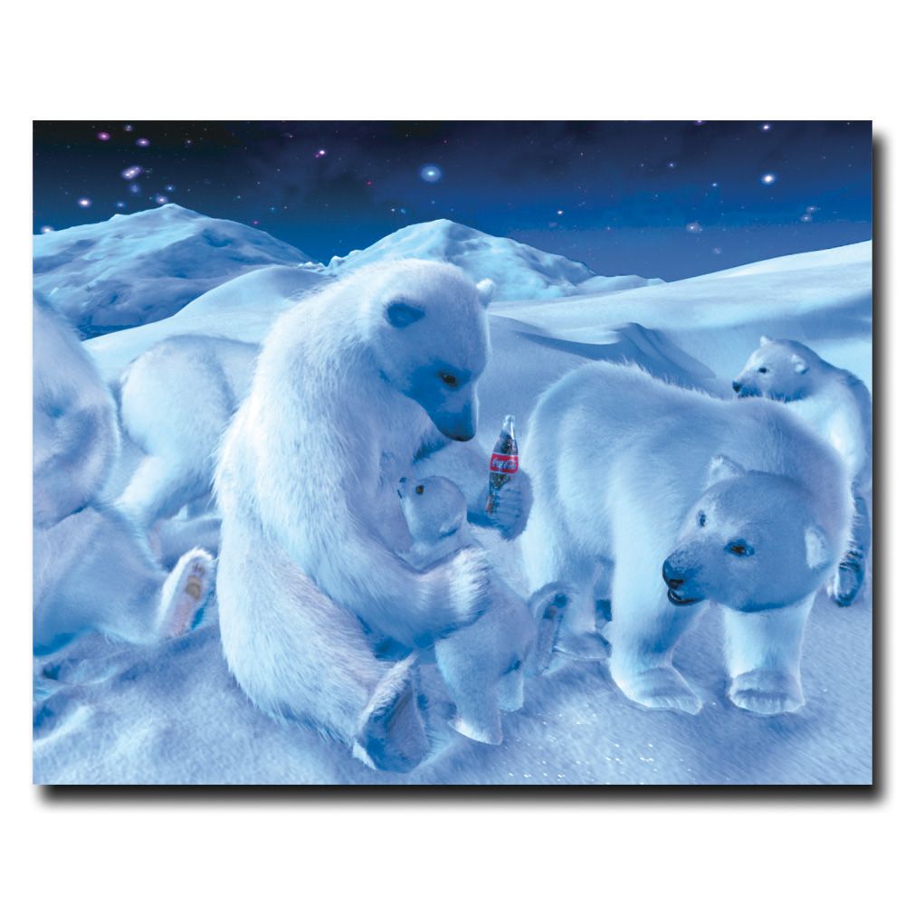Coca-Cola 19x24 inches "Polar Bear Sitting w/ Cub and Bottle" price decreased by 76%