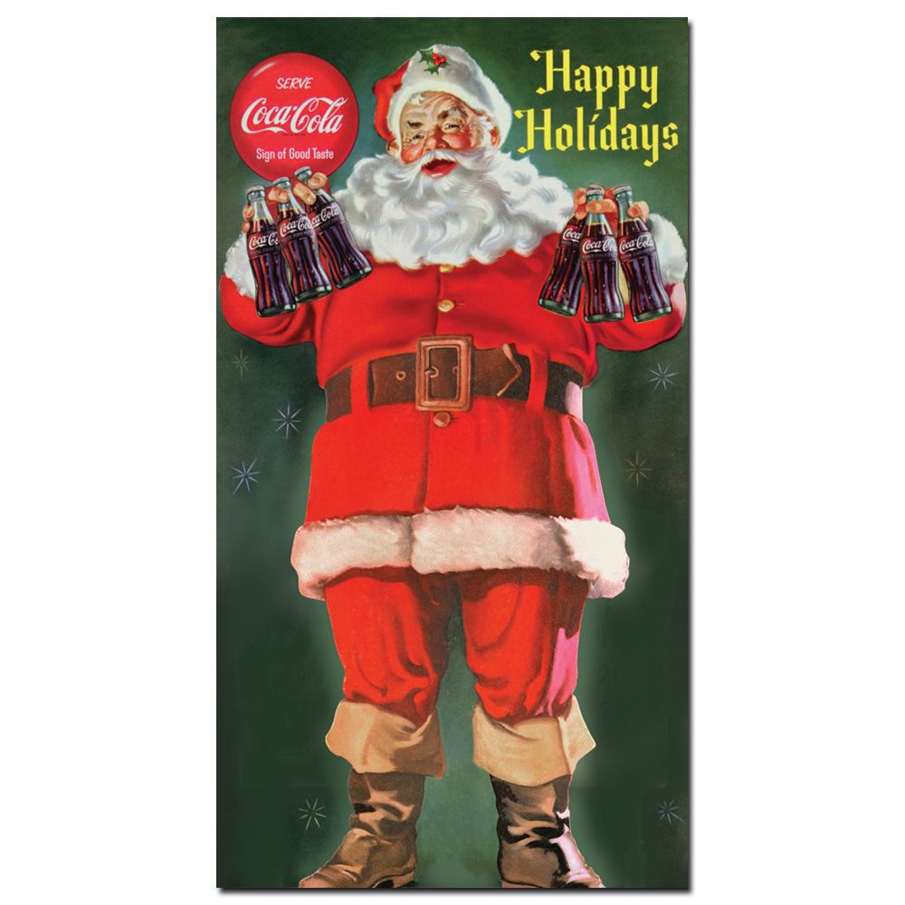 Coca-Cola 13x24 inches "Santa Holding 6 pack of Coca Cola" price decreased by 64%