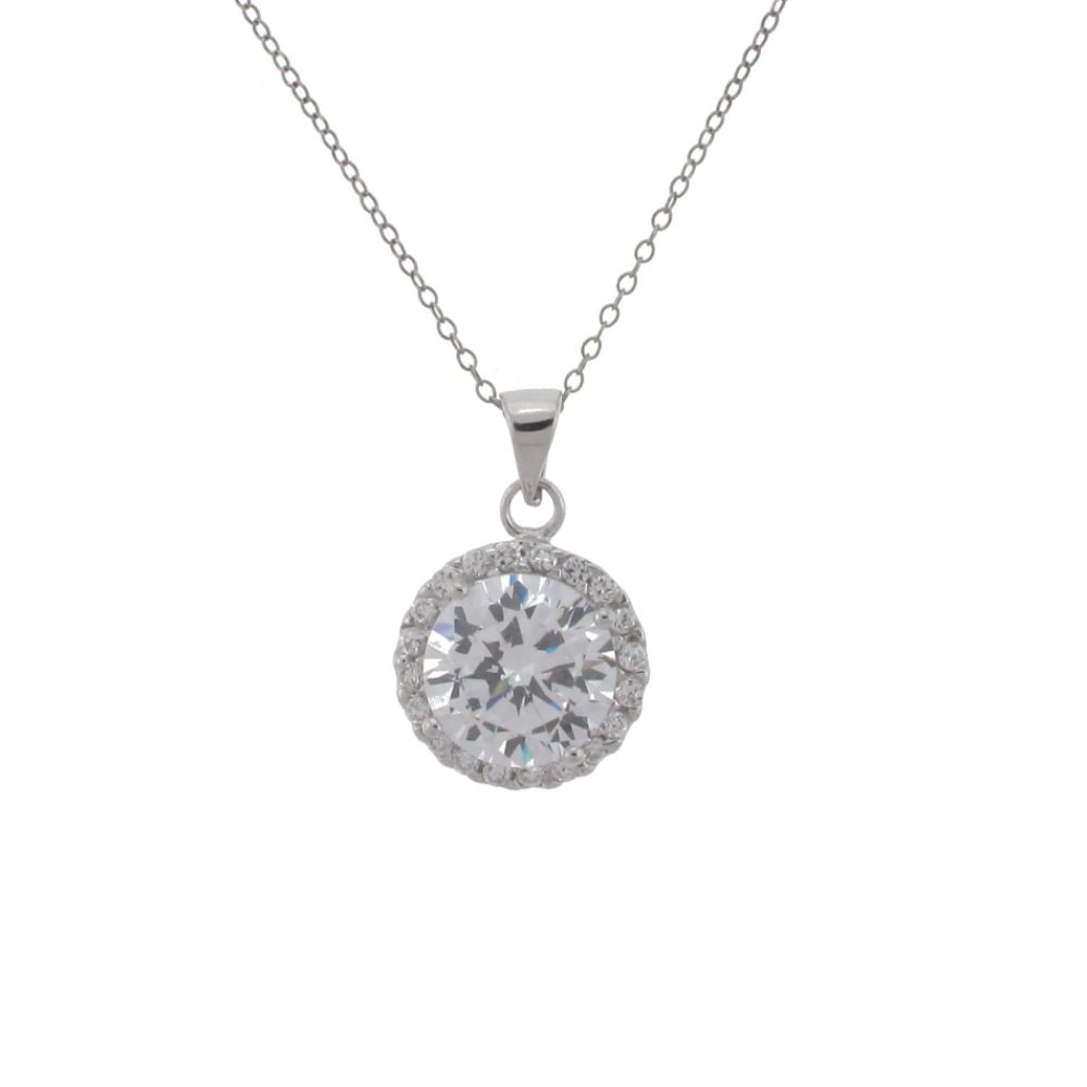 Sterling Silver Simulated Diamond Pendant
