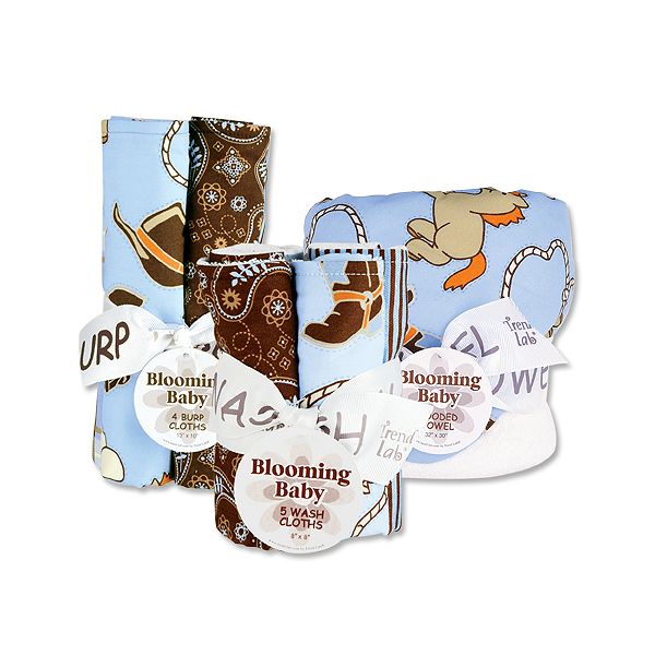 Trend-lab Cowboy Baby - Hooded Towel, Wash Cloth And Burp Set