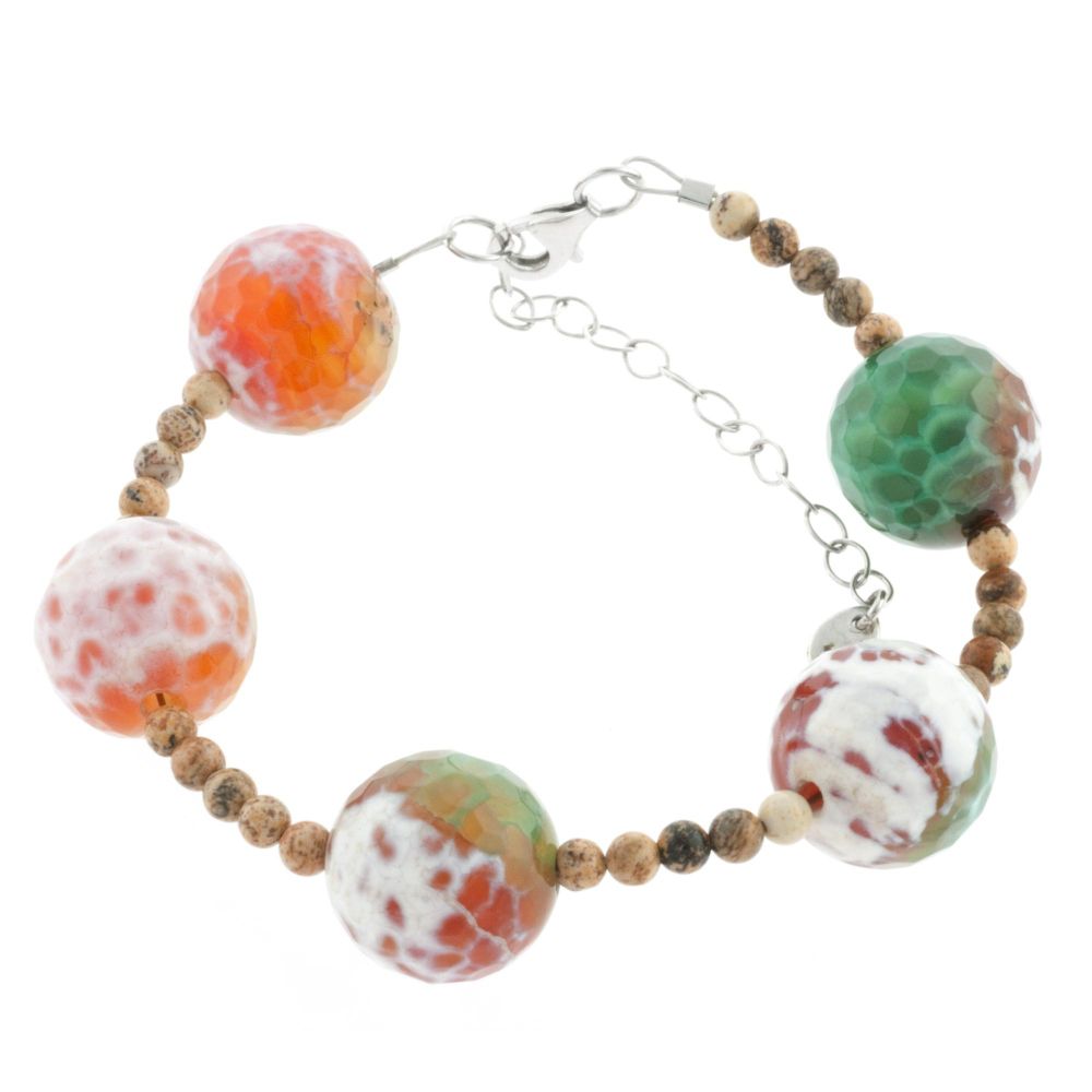 Turquoise & Picture Jasper Ball Bracelet