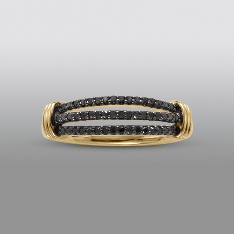 Knots of Love 1 4 cttw Black Diamond 3 Row Band Ring 14k by 