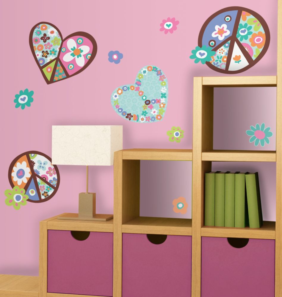 RoomMates Heart & Peace Sign Peel & Stick Giant Wall Decal