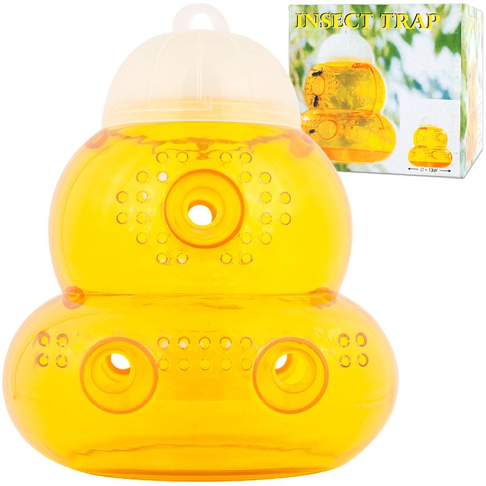 Trademark Re-Usable Hanging Wasp and Bee Trap - No Chemicals Needed