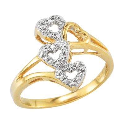 18Kt Gold Over Sterling Silver Diamond Accent Ring