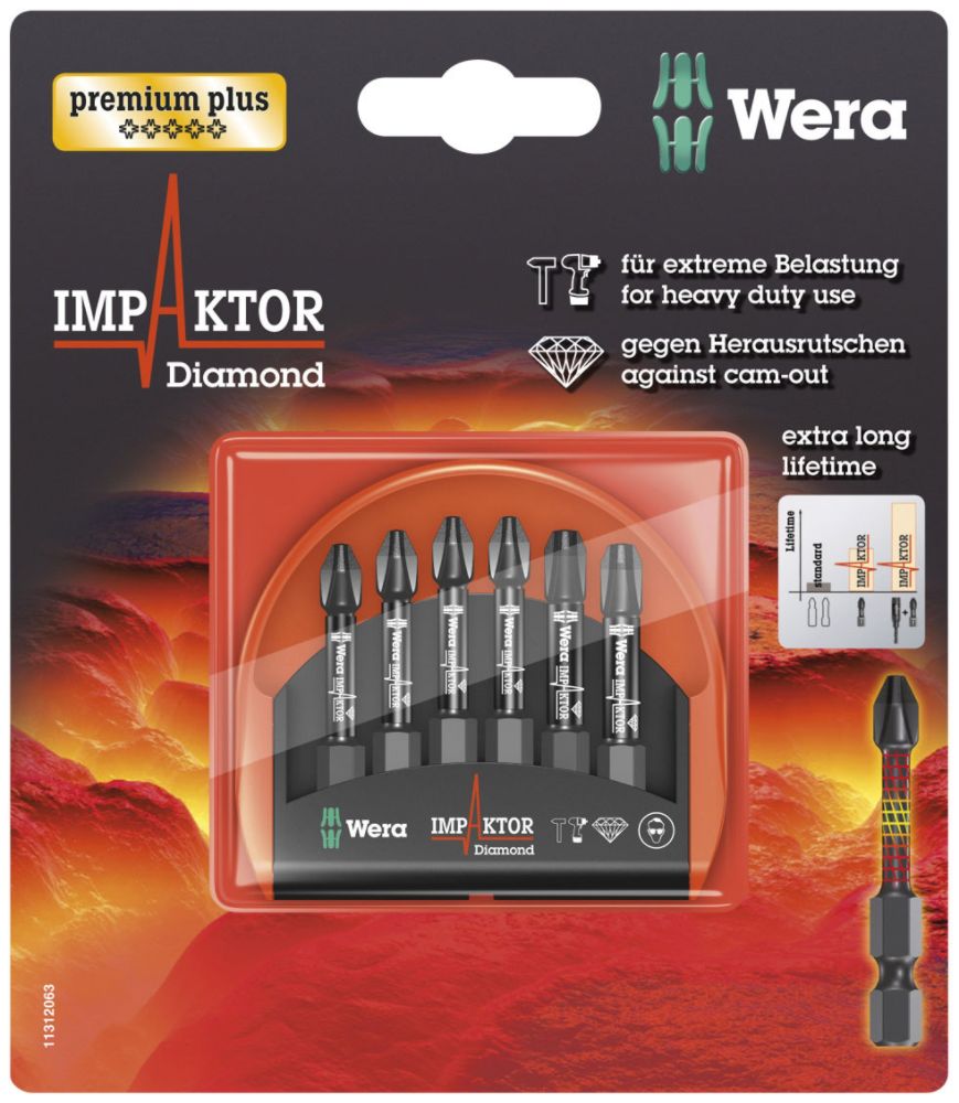 Wera&nbsp; Wera Impaktor Mini-Check, Bit-Set, 50 mm Bits, 6 Pieces, Carded