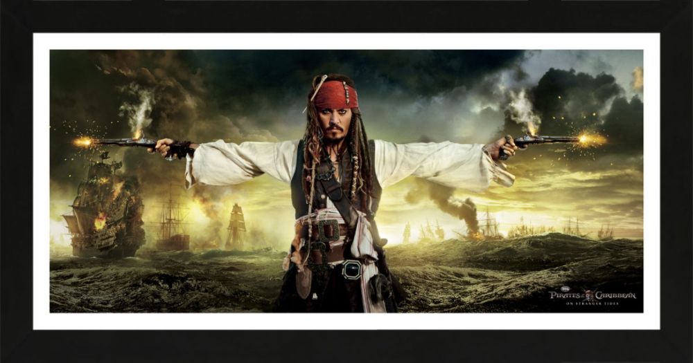 Disney Pirates of the Caribbean 4 On Stranger Tides Framed 18x38 print