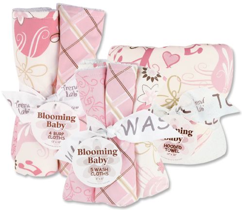 Trend-Lab Rock Angel - Bath Set, Burp, Hooded Towel and Wash Cloth Set
