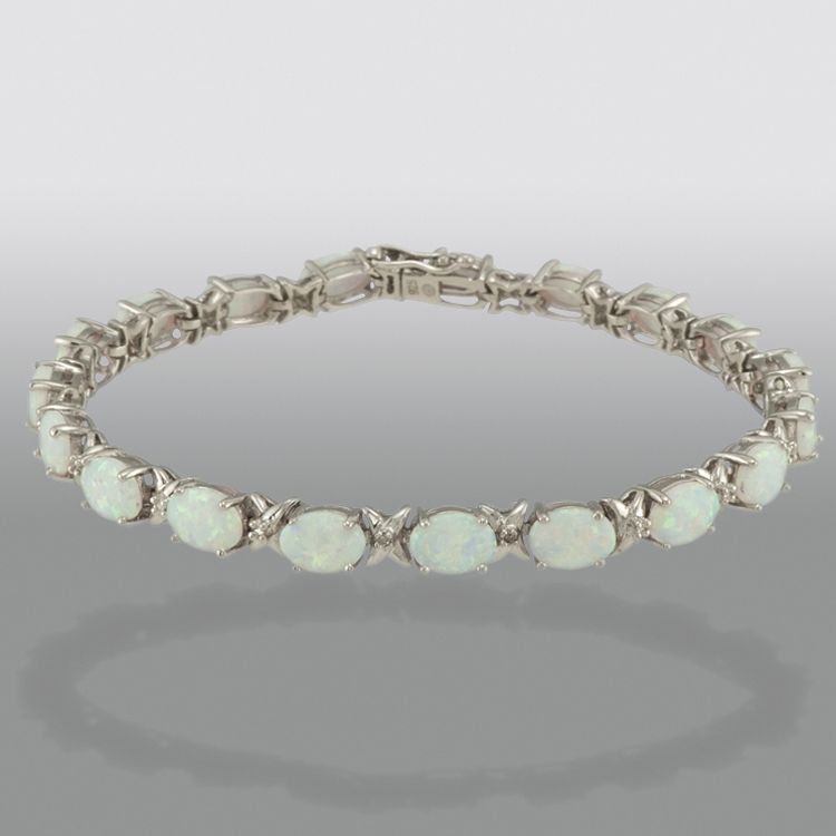 Lab Created Opal and Diamond Bracelet