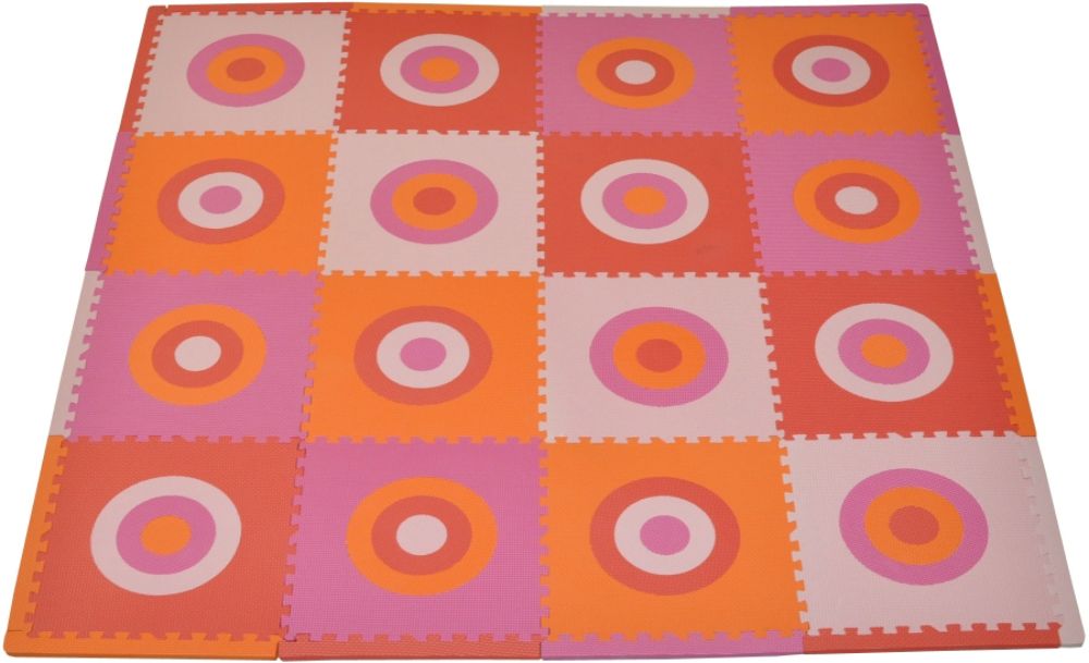 Tadpoles 16pc Playmat Set, Circles Squared - Pink/Orange Children's Toys