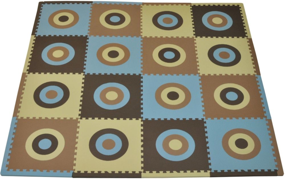 Tadpoles 16pc Playmat Set, Circles Squared - Blue/Brown at Sears.com