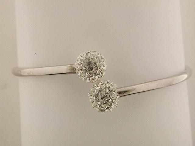 Sterling Silver Crystal Fiddle Double Ball Bangle Bracelet at Sears.com