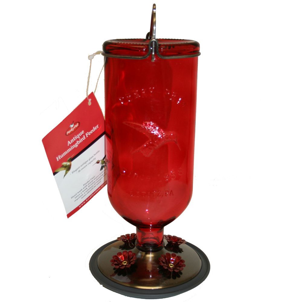 PerkyPet Red Antique Bottle Hummingbird Feeder