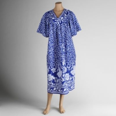Loungees Women's Plus V-neck Print Lounge Dress