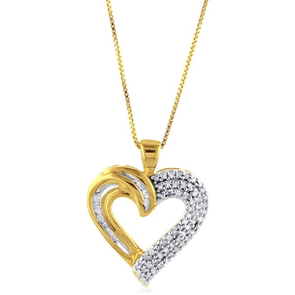 1/4cttw Diamond Heart Pendant In Gold Over Sterling Silver