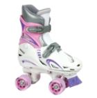 Girls Adjustable Quad - Medium White and Pink