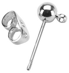 DARICE Sterling Silver Ball Earring Post & Loop