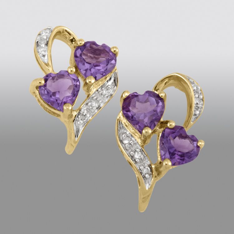Amethyst Heart Stud Earrings with Diamond Accents at Kmart.com