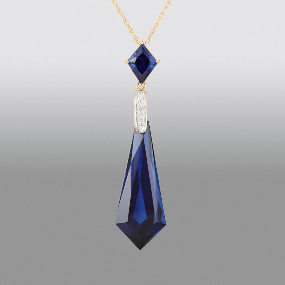 Lab Created Sapphire Pendant with Diamond Accents at Sears.com