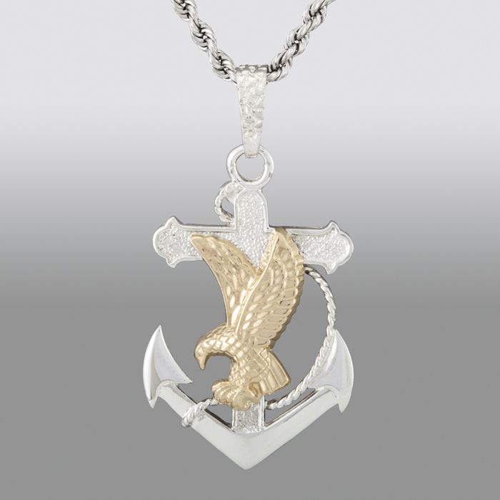 Anchor & Eagle Pendant in 14K Gold and Sterling Silver at Sears.com