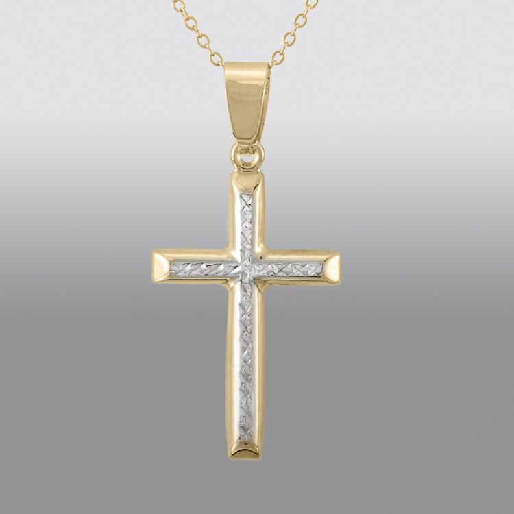 10K Gold and Sterling Silver Cross with Chain at Sears.com