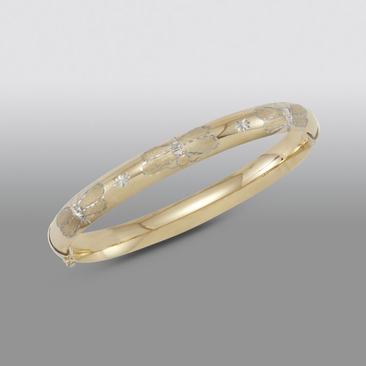 10K Yellow Gold and Sterling Silver Butterfly Bangle at Sears.com
