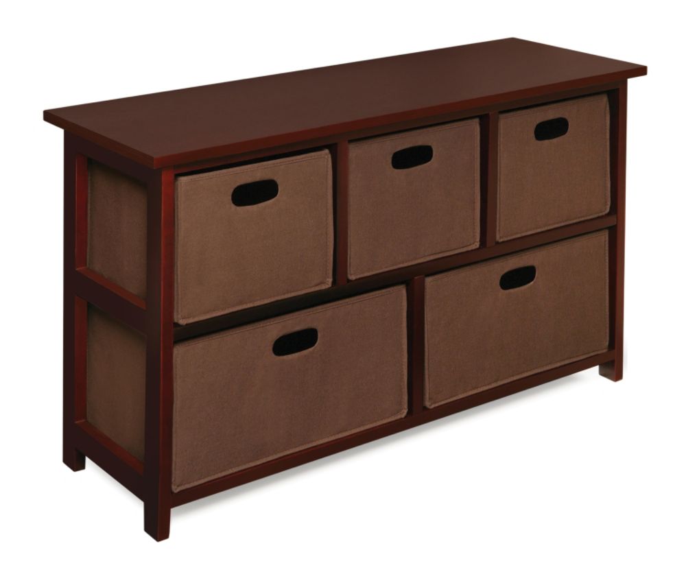 Badger Basket Five Basket Storage Unit in Cherry with Fabric Folding Baskets at Kmart.com