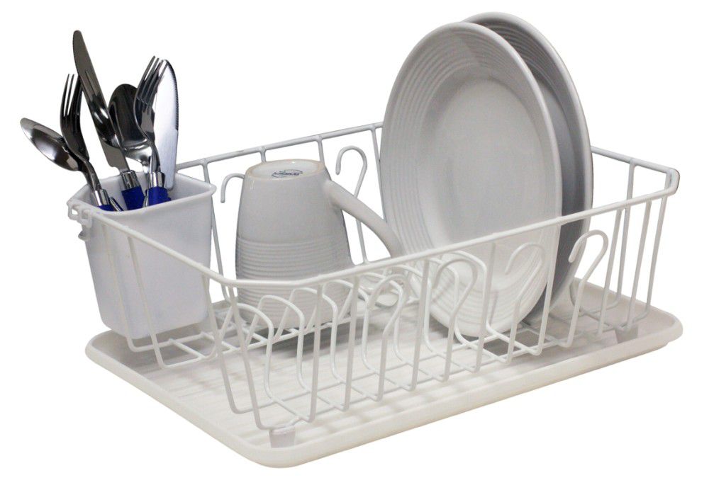 HOME BASICS 3PC DISH DRAINER SET