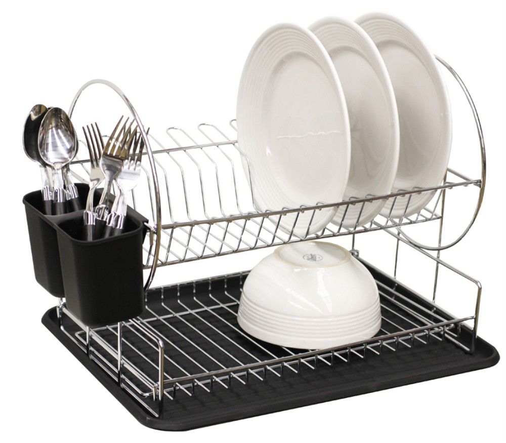 HOME BASICS 2 TIER DISH DRAINER SET